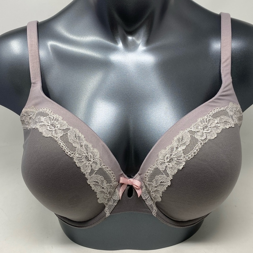 Victoria's Secret Gray Lace Trim Bra